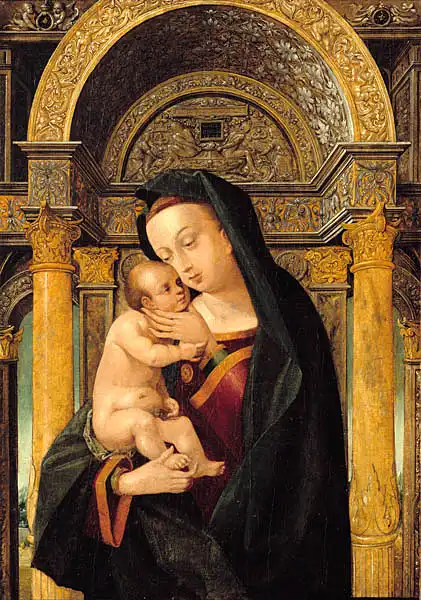 Hans Holbein d.Ä.?, Maria, das Kind liebkosend, 1519 (?)