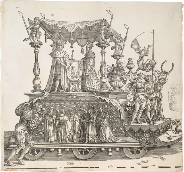 Albrecht Dürer, Der Triumphzug Kaiser Maximilians I.: Der sog. Kleine Triumphwagen (Die Burgundische Heirat), 1526 (?)
