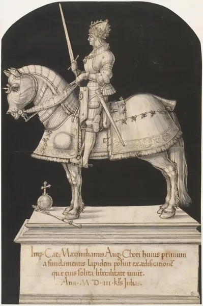 Hans Burgkmair the Elder, Design for an equestrian monument of Emperor Maximilian I, c. 1508/09