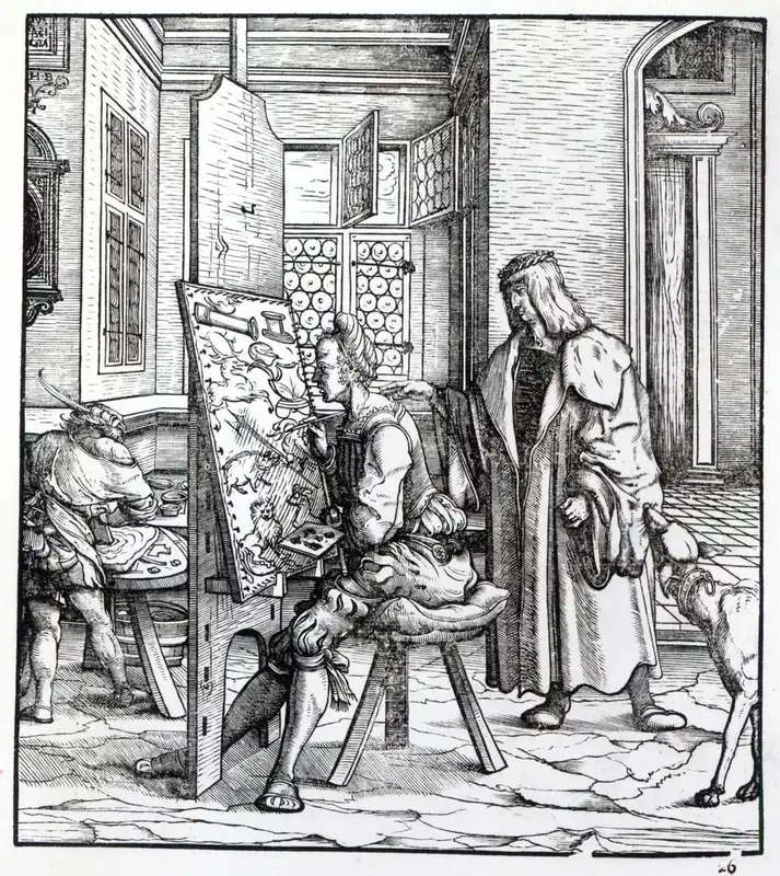 Hans Burgkmair d. Ä., llustrationsholzschnitt zum „Weißkunig“ Kaiser Maximilians I., um 1514/16