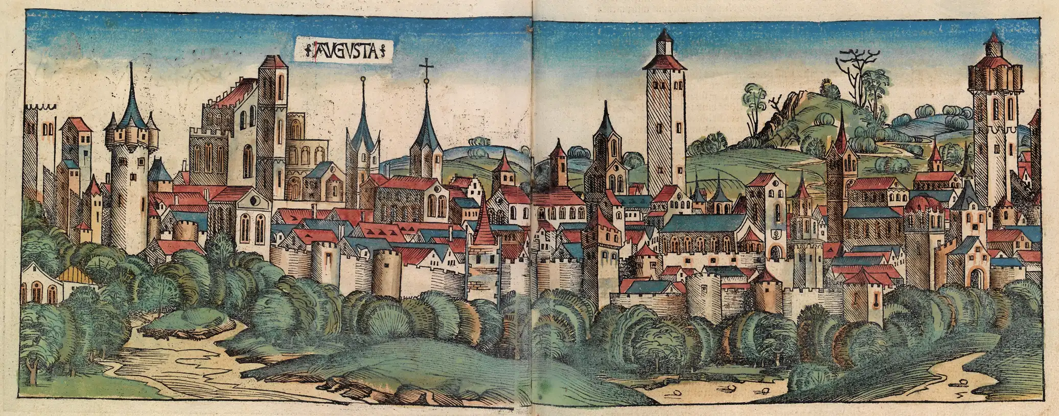 Woodcut of Augsburgs from the Nuremberg Chronicle, 1493
