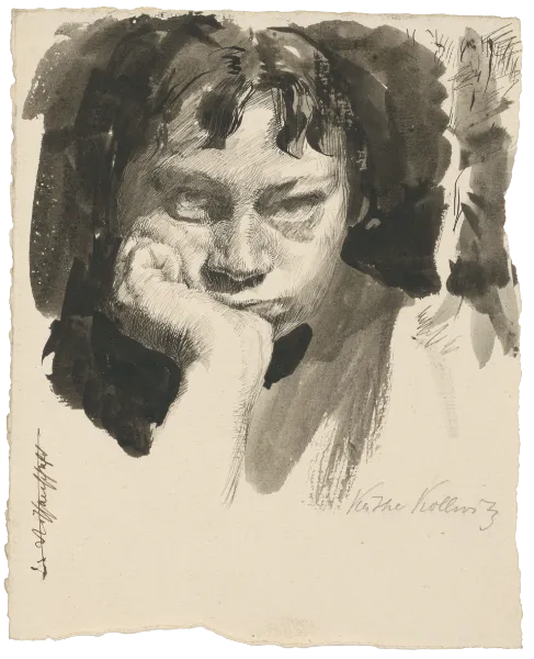 Käthe Kollwitz, Self-Portrait with Head in Hand, 1889-1891