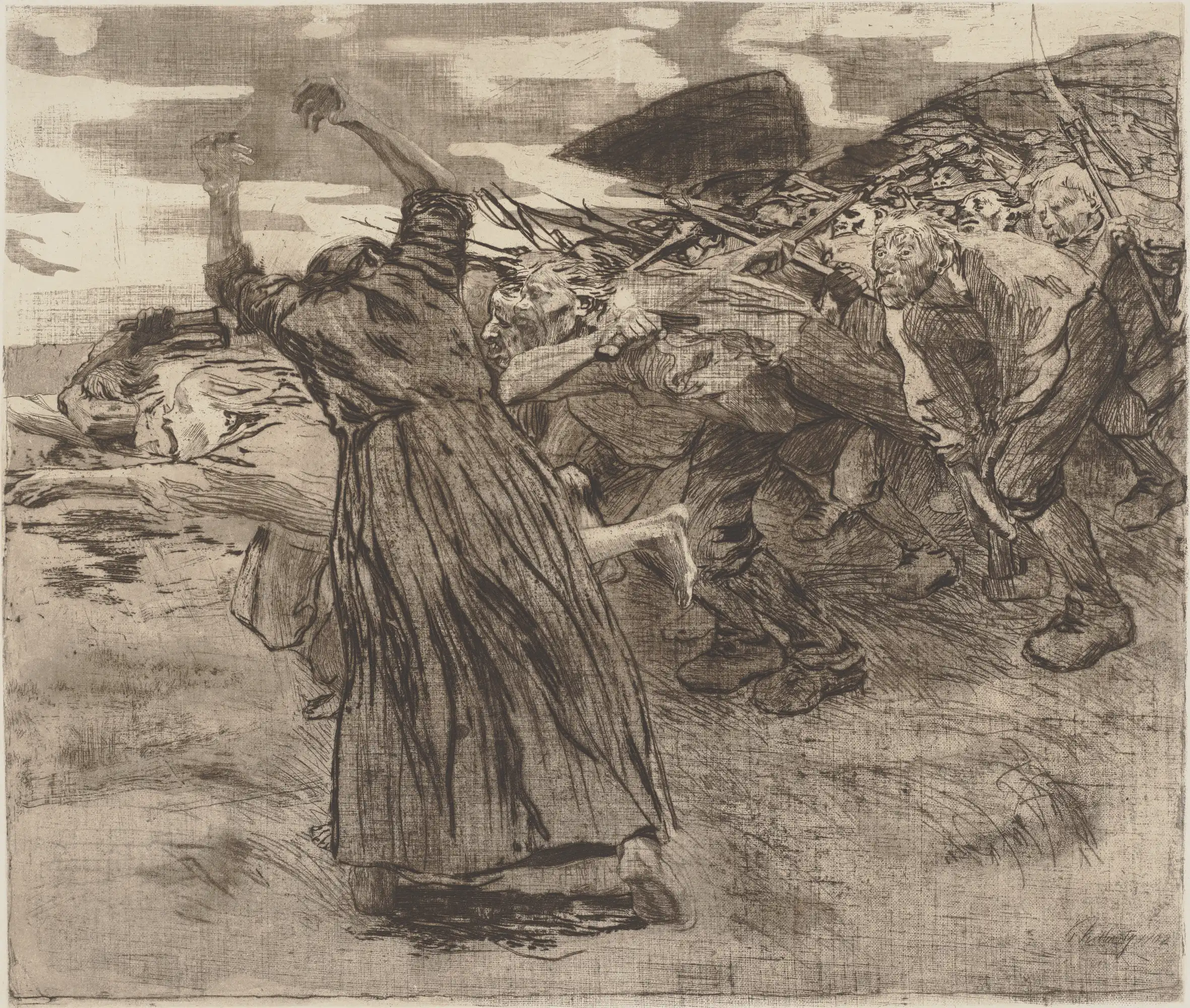 Käthe Kollwitz, Charge, sheet 5 from the series Peasants’ War, 1902/03