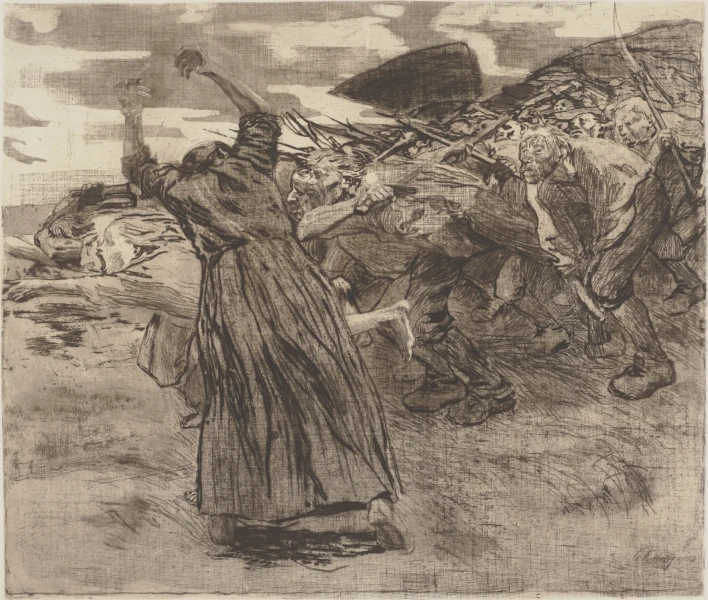 Käthe Kollwitz, Charge (or Outbreak), sheet 5 from the series Peasants’ War, 1902/03