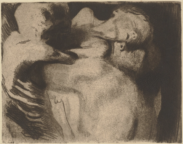 Käthe Kollwitz, Tod und Frau, um das Kind ringend, 1911