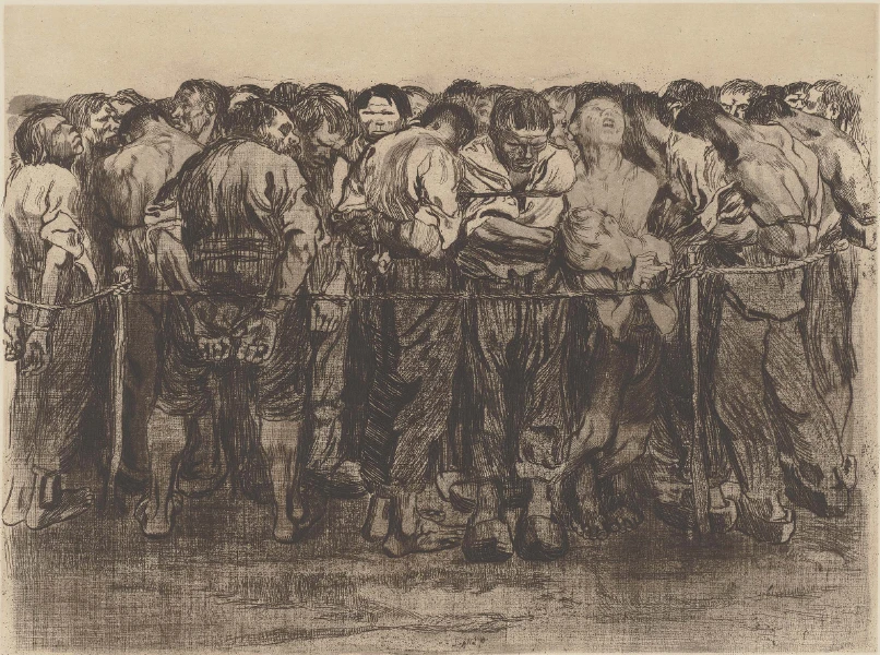 Käthe Kollwitz, The Prisoners, sheet 7 from the series Peasants’ War, 1908