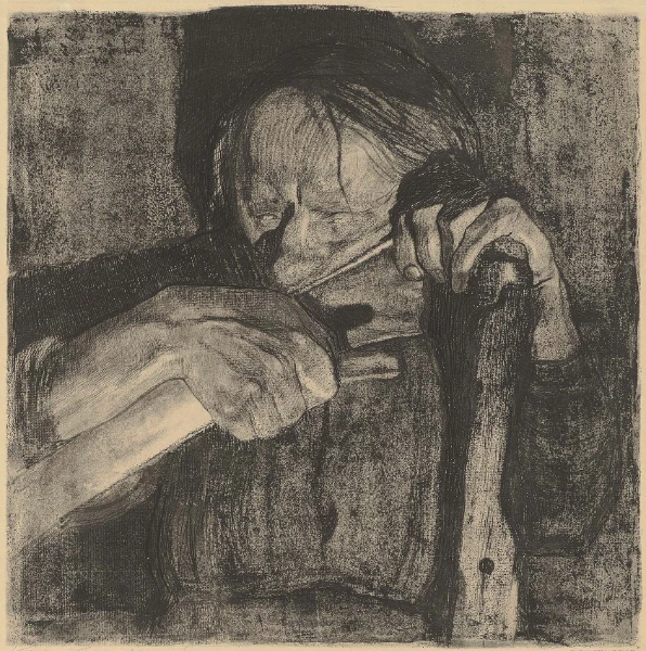 Käthe Kollwitz, Sharpening the Scythe, sheet 3 from the series Peasants’ War, 1905