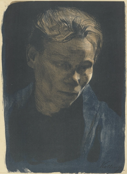 Käthe Kollwitz, Half-Length Portrait of a Working-Class Woman with a Blue Shawl, 1903