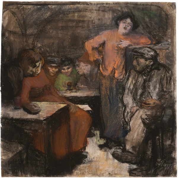 Käthe Kollwitz, Parisian Cellar Tavern, 1904