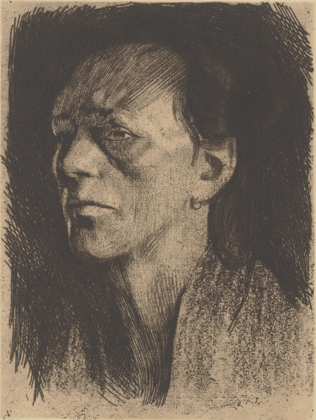 Käthe Kollwitz, Working Woman (with Earring), 1910