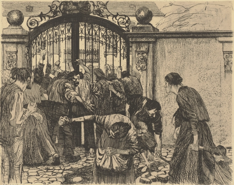 Käthe Kollwitz, Storm, sheet 5 from series A Weavers’ Revolt, 1893-1897