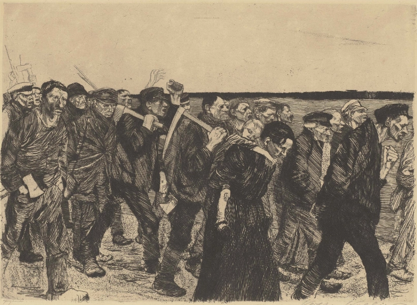 Käthe Kollwitz, March of the Weavers, sheet 4 from series A Weavers’ Revolt, 1893-1897