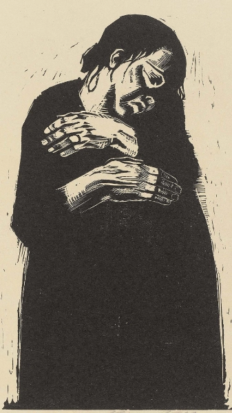 Käthe Kollwitz, Die Witwe I, Blatt 4 der Folge Krieg, 1921/22