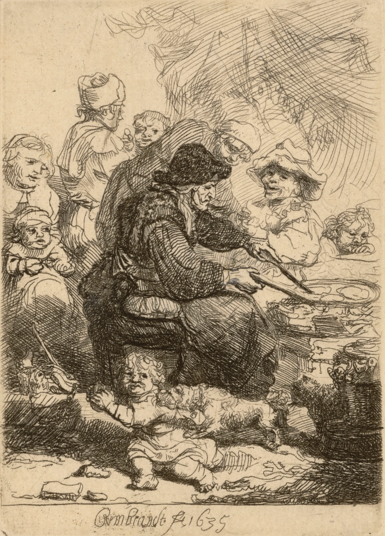 Rembrandt, Die Pfannkuchenbäckerin, 1635